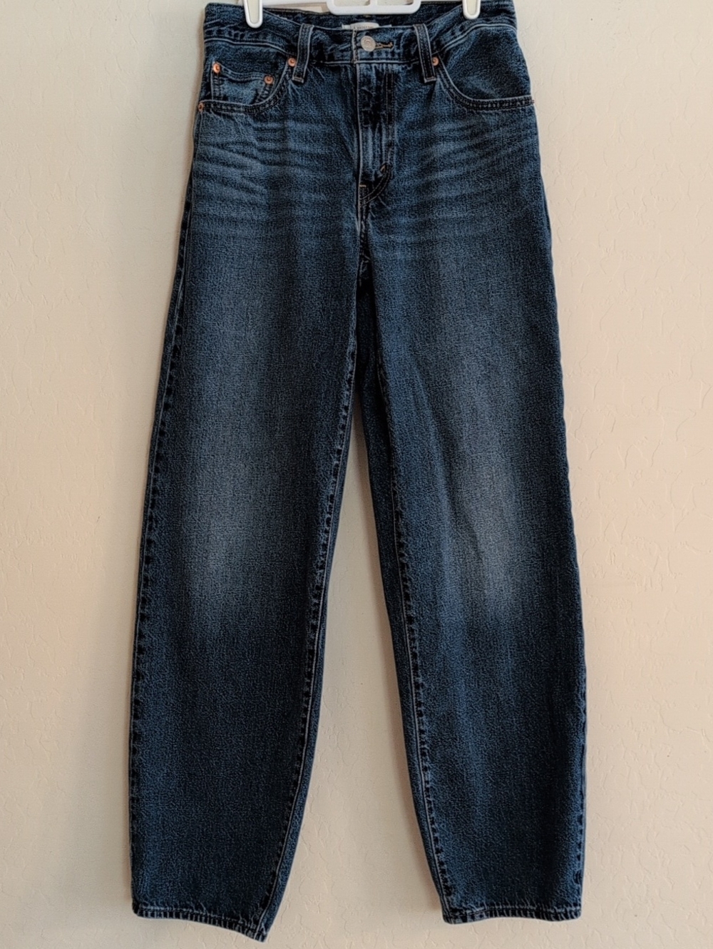 Levi's Baggy Dad Wide Leg High Waist Dark Blue Relaxed Fit Jeans - Size 24